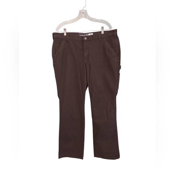 Carhartt Women's Rugged Flex Loose Fit Canvas Work Pant Dark Brown 16 Regular - Picture 2 of 9